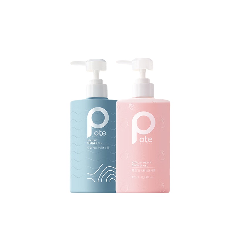 柏缇（POTE） 海盐净透+元气桃桃 沐浴露套装 475ml*2瓶/套 （单位：套）  