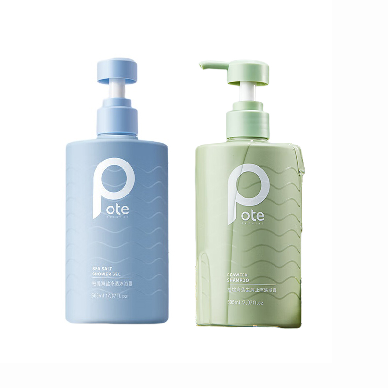 柏缇（POTE） 海藻去屑+海盐净透 去屑洗沐套装 500ml*2+浴球*1 （单位：套）  