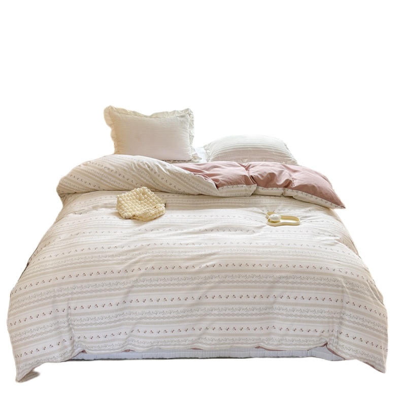 浪莎 LSQM005 全棉四件套 被套200*230cm/床单230*250cm/枕套48*74cm*2 （单位：套）  樱桃花