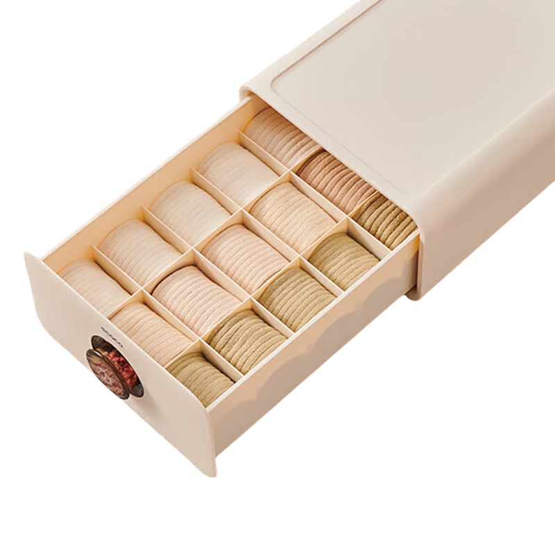 意可可（ecoco） E2340 抽屉式袜子收纳盒 344*250*146mm （单位：个）  米黄色
