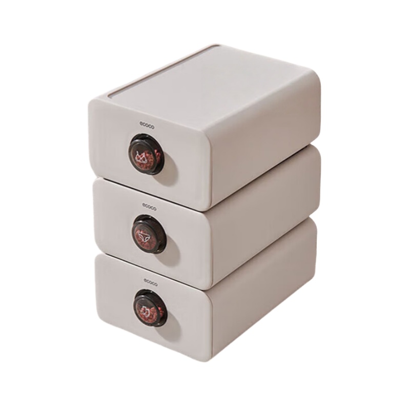 意可可（ecoco） E2340 抽屉式收纳盒 3个/组 （单位：组）  浅灰色