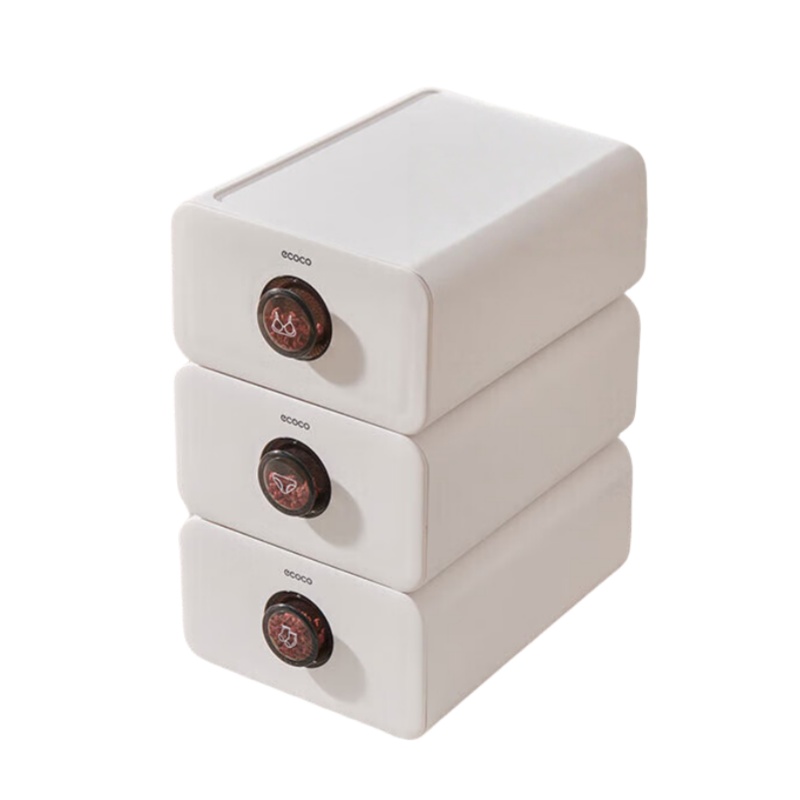 意可可（ecoco） E2340 抽屉式收纳盒 3个/组 （单位：组）  雪白色