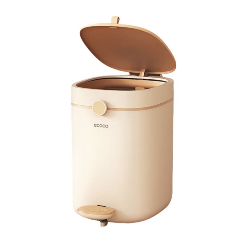 意可可（ecoco） E24211 脚踏式垃圾桶 210*310*282mm （单位：个）  奶油黄