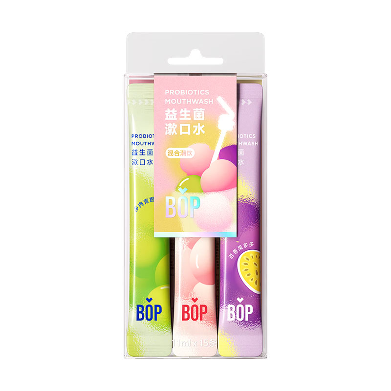 波普专研（bop） 混合口味 益生菌清新漱口水 11ML/条 15条/盒 （单位：盒） 口味随机发货 