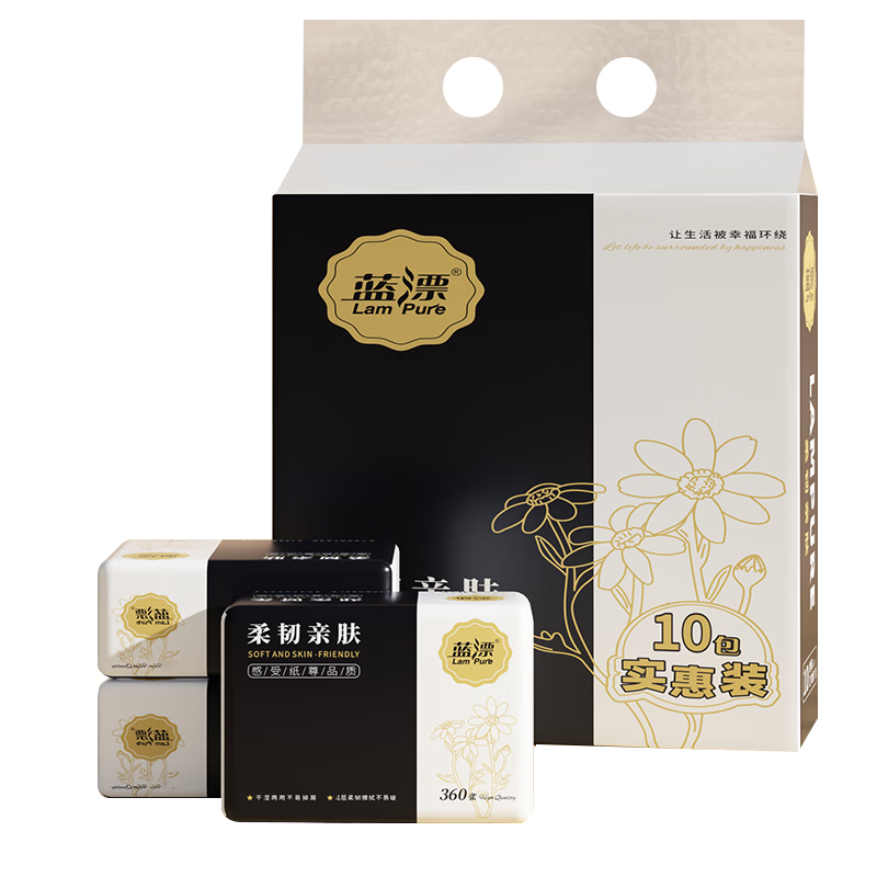 蓝漂 LP-2146 本色压花加厚卫生纸巾 10包/提 （单位：提）