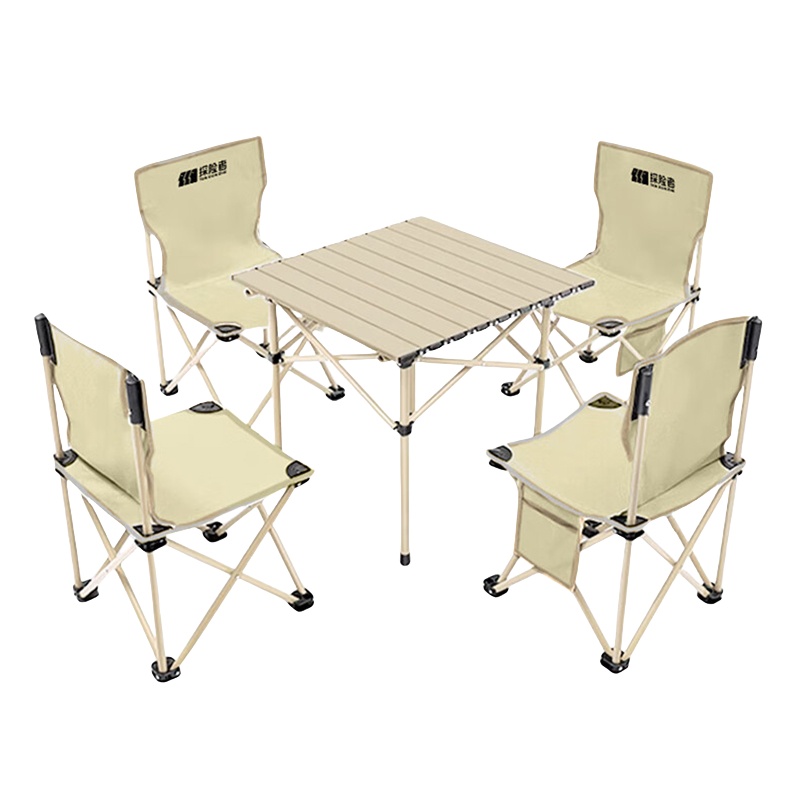 探险者（TAN XIAN ZHE） TXZ-SRGZDZ001+TXZ-SRGZDY001 山如故系列故山户外折叠桌椅组合 一桌四椅 （单位：套） 桌52*50*52cm/椅39*39*63-33cm 嫩黄