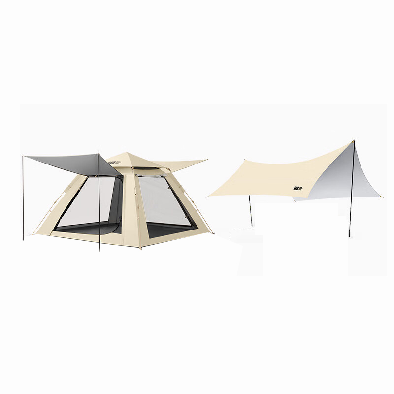 探险者（TAN XIAN ZHE） TXZ-SRGTM001+TXZ-SRGZP001 山如故系列故山户外天幕帐篷组合 天幕328*298*188cm/帐篷208*208*138cm （单位：套） 嫩黄