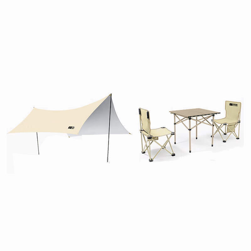 探险者（TAN XIAN ZHE） TXZ-SRGTM001+TXZSRGZDZ001+TXZ-SRGZDY001 山如故系列户外组合 天幕加一桌两椅 （单位：套） 天幕328*298*188cm/桌52*50*52cm/椅39*39*63-33cm 嫩黄