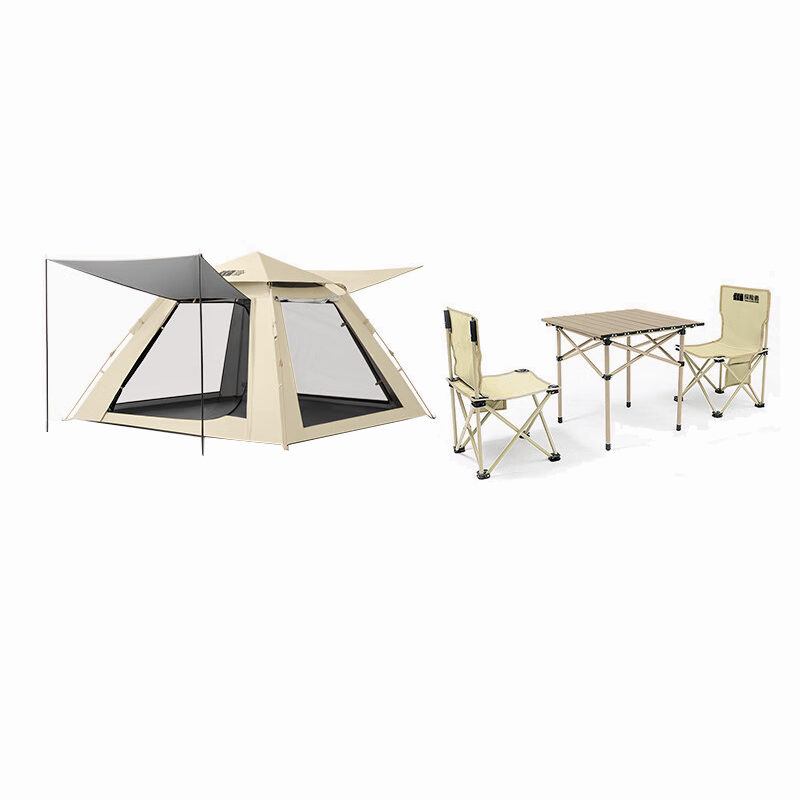 探险者（TAN XIAN ZHE） TXZ-SRGZP001+TXZSRGZDZ001+TXZ-SRGZDY001 山如故系列户外组合 帐篷加一桌两椅 （单位：套） 帐篷208*208*138cm/桌52*50*52cm/椅39*39*63-33cm 嫩黄