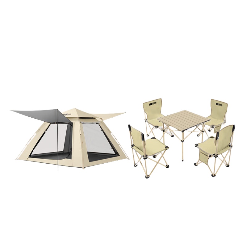 探险者（TAN XIAN ZHE） TXZ-SRGZP001+TXZSRGZDZ001+TXZ-SRGZDY001 山如故系列户外组合 帐篷加一桌四椅 （单位：套） 帐篷208*208*138cm/桌52*50*52cm/椅39*39*63-33cm 嫩黄