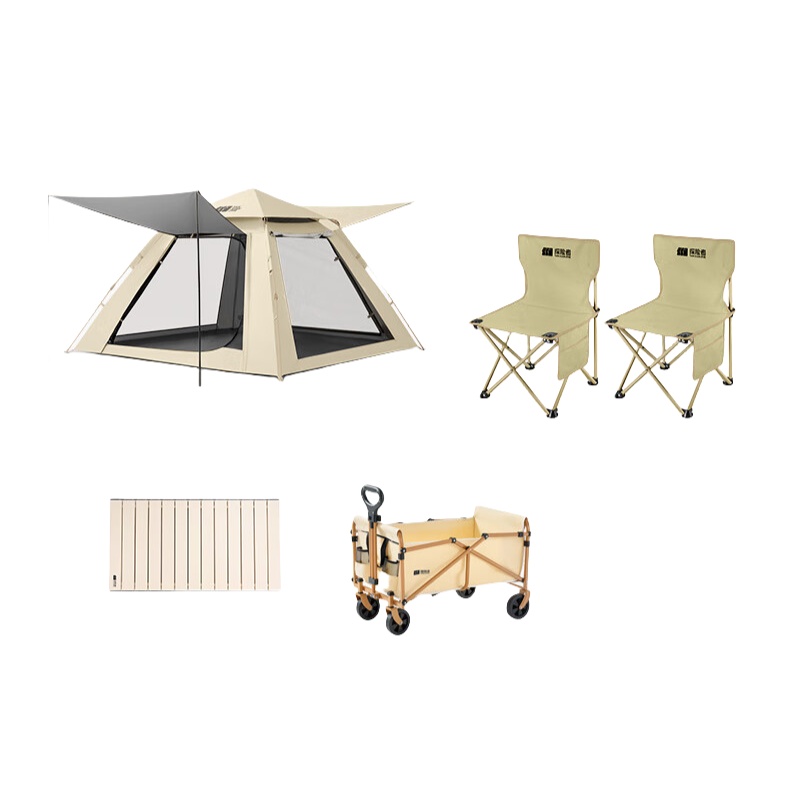 探险者（TAN XIAN ZHE） TXZ-SRGZP001+TXZ-SRGYDC001+TXZ-SRGZDY001 山如故系列户外组合 帐篷加营地车带桌板加两椅 （单位：套） 帐篷208*208*138cm/车72*46*66-93cm/板72*53.5cm/椅39*39*63-33cm 嫩黄