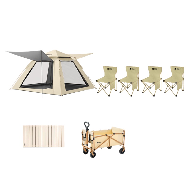 探险者（TAN XIAN ZHE） TXZ-SRGZP001+TXZ-SRGYDC001+TXZ-SRGZDY001 山如故系列户外组合 帐篷加营地车带桌板加四椅 （单位：套） 帐篷208*208*138cm/车72*46*66-93cm/板72*53.5cm/椅39*39*63-33cm 嫩黄