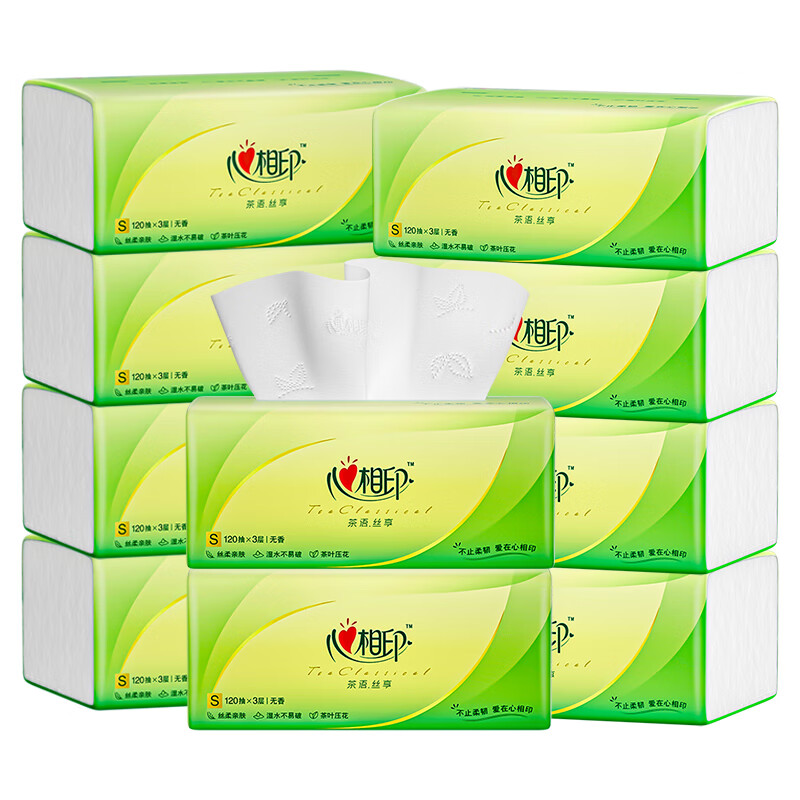 心相印 DT15120-10B 茶语丝享系列抽纸 120抽/包 10包/提 （单位：提） 新老包装随机发货