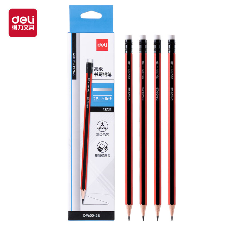 得力（deli） DP600-2B 六角杆书写铅笔 （单位：盒） 红黑