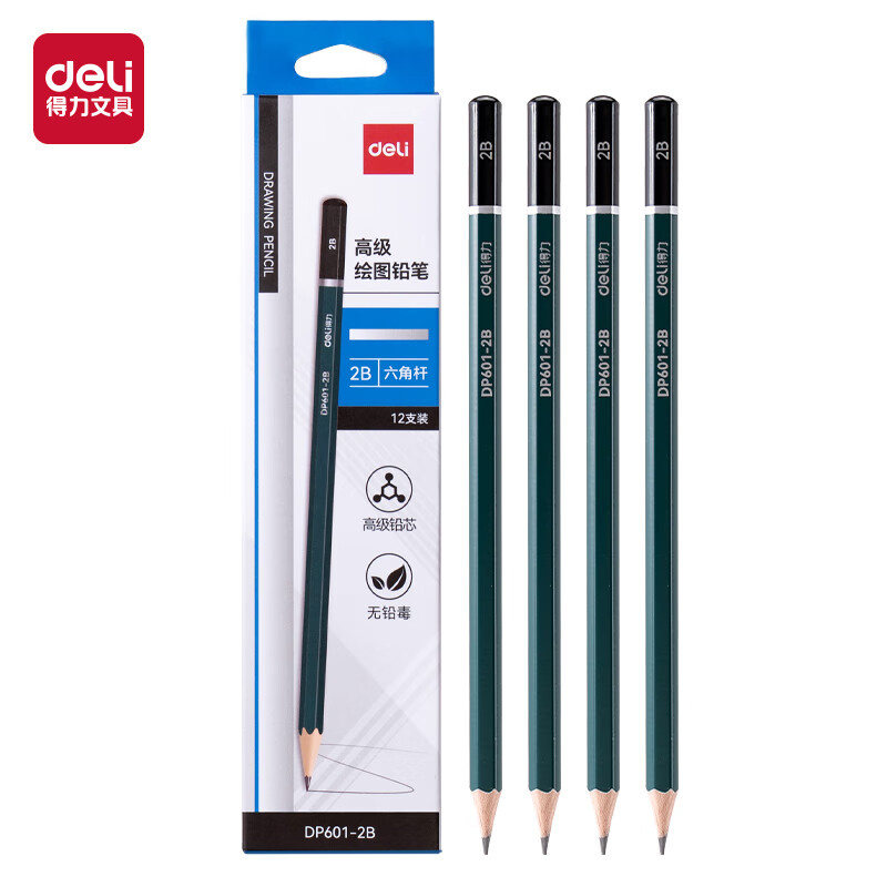 得力（deli） DP601-2B 六角杆书写铅笔 （单位：盒） 绿色