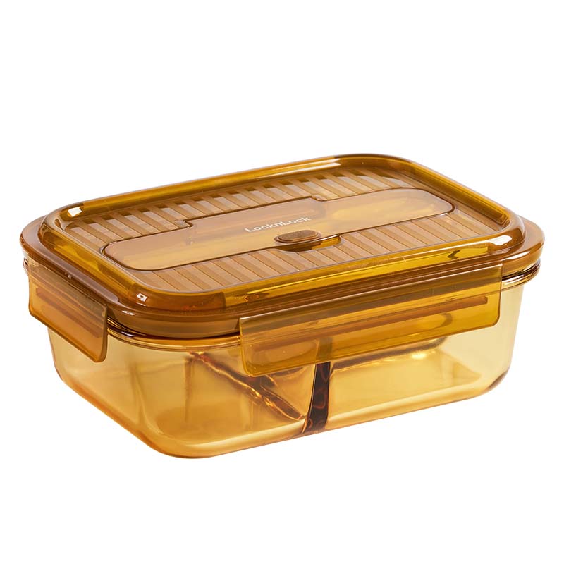 乐扣乐扣（LOCK&LOCK） LCB231FU 玻璃长方形三分格保鲜盒 1000mL （单位：个） 琥珀色