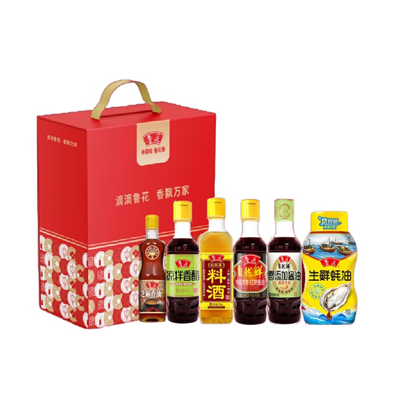鲁花 鲁香六味 调味品臻品礼盒 芝麻香油100ml/香醋418ml/料酒418ml/酱油418ml/酱油418ml/蚝油528ml （单位：盒）