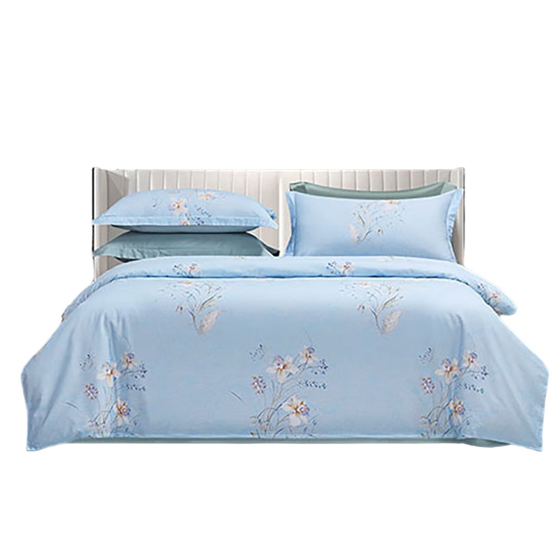 梦洁家纺 1010189123 纯棉印花四件套 被套200*230cm/床单230*240cm/枕套48*74cm*2 （单位：套） 云梦花影