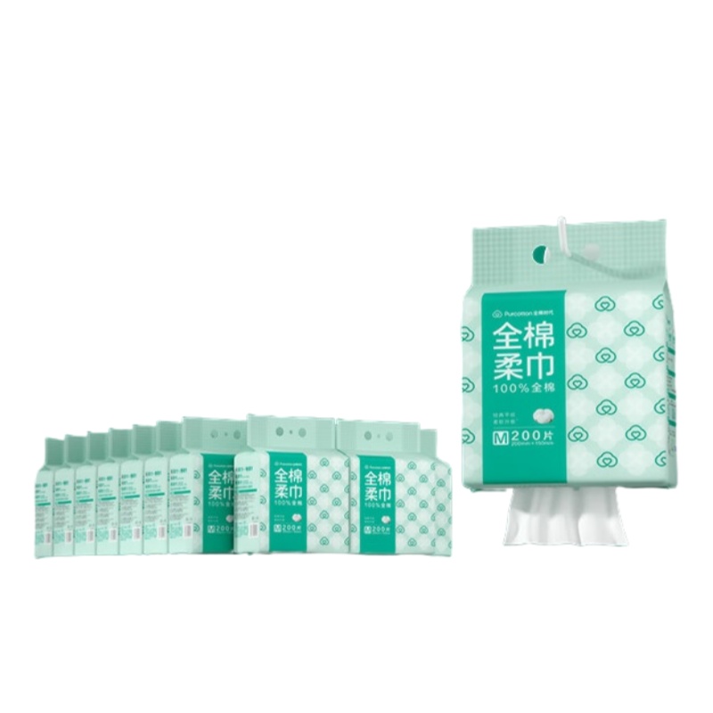 全棉时代 M码 悬挂全棉柔巾 200*150mm 200抽/包 24包/箱 （单位：箱）