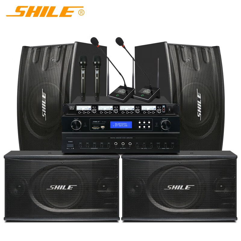 狮乐 OK555C 会议室音响套装 K555C+BX118两对+SH20无线话筒 （单位：套）