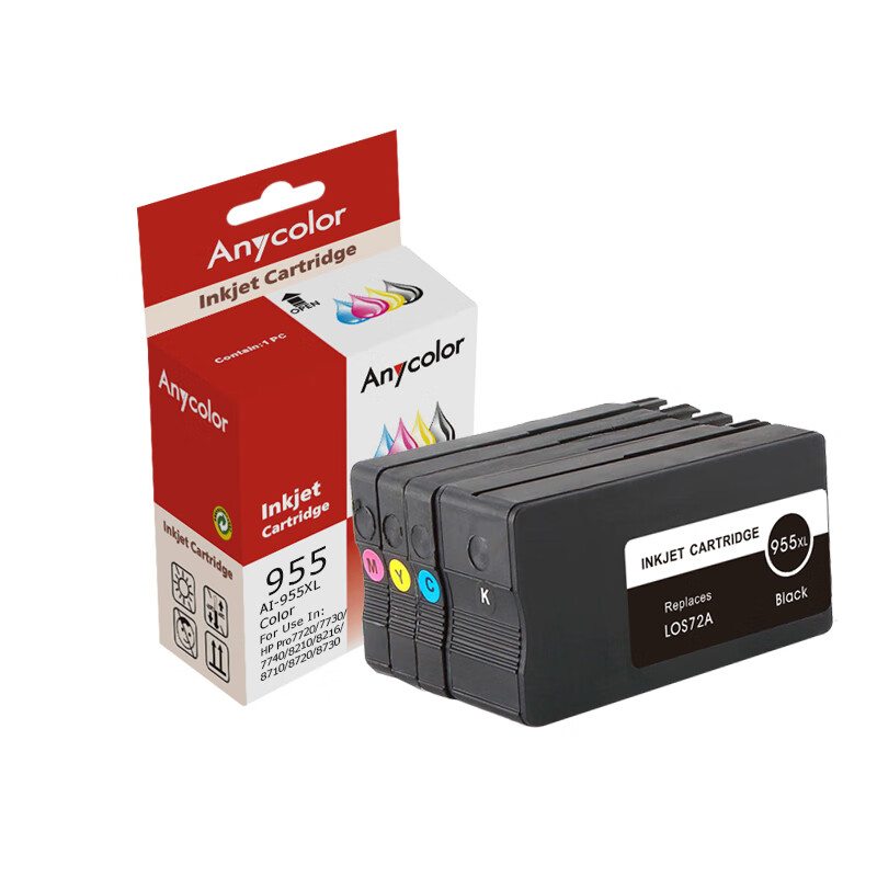欣彩（Anycolor） 955XL 墨盒套装 6800页 4支/套 （单位：套） 适用惠普8720 8710 8730 P27724dw 8210 8218打印机 四色