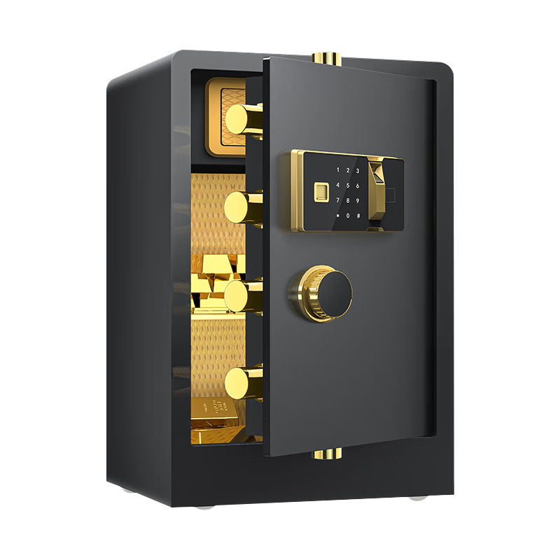 臻远 ZY50212026 全钢保险柜办公防盗保险箱 指纹款 38*34*60cm （单位：台） 带轮 黑色