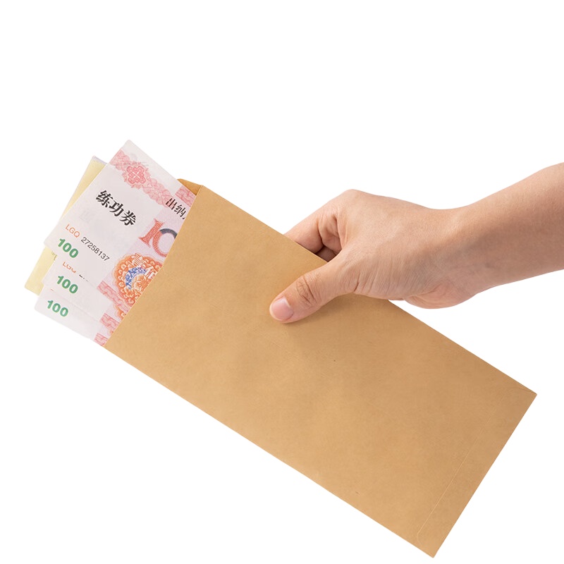 得力（deli） 3423A 5号空白牛皮纸文件袋 220*110mm 20个/包 （单位：包）