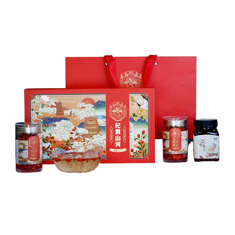 甄优 杞贯山河 枸杞蜂蜜礼盒 640g/盒 （单位：盒） 鲜枸杞70g*2罐+500g