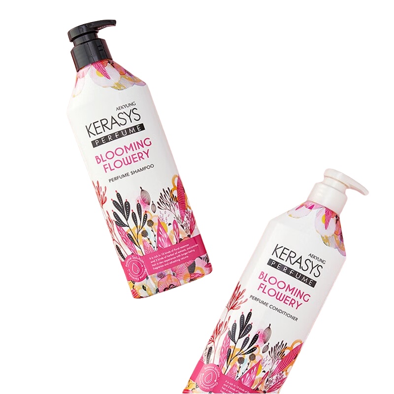 爱敬 花漾芬芳 科娜洗丝经典香氛护发素 600ml （单位：瓶） 深粉