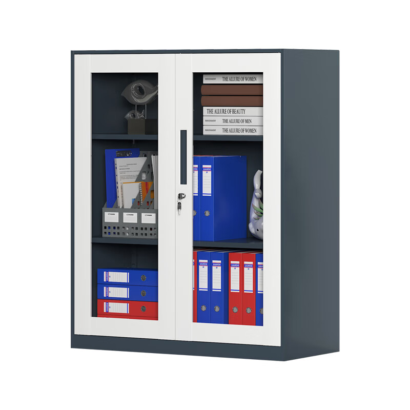 臻远 ZY-SY-36 窄边对开玻璃矮柜 90*40*109mm （单位：台） 灰白套色