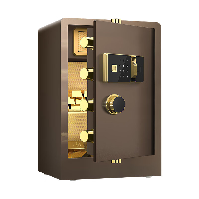 臻远 ZY-SY-272 全钢实心指纹款保险柜 带轮子 38*34*60cm （单位：台） 咖色