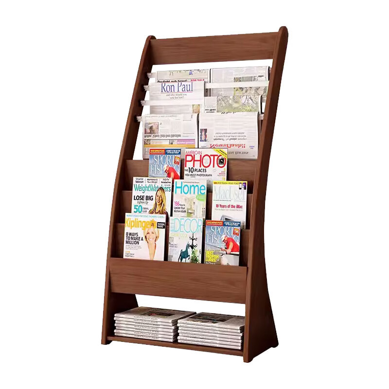 臻远 ZY5052276 木质期刊架 61*35*127cm （单位：个） 胡桃色