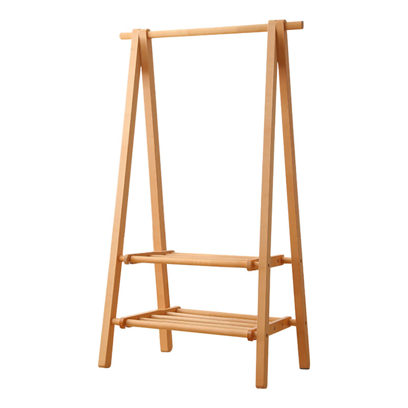 臻远 ZY5052278 实木衣架 双层 75*48*150cm （单位：个） 原木色