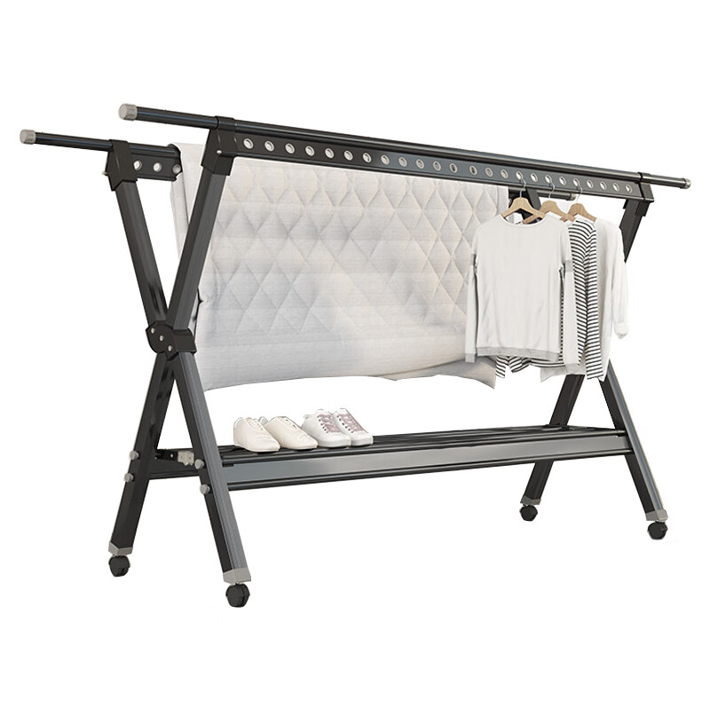 臻远 ZY5052292 铝合金伸缩衣架 150-250*74*132cm （单位：个） 黑色