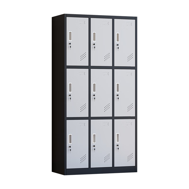 臻远 ZY5062009 铁皮更衣柜 九门 90*42*180cm （单位：台） 黑框白门