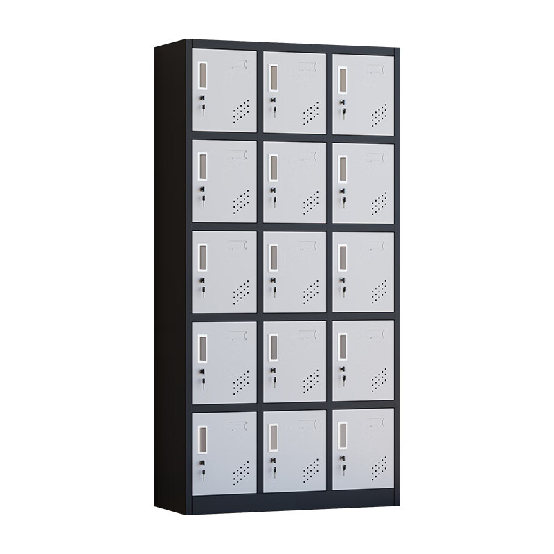 臻远 ZY5062014 铁皮更衣柜 15门 90*36*180cm （单位：台） 黑框白门