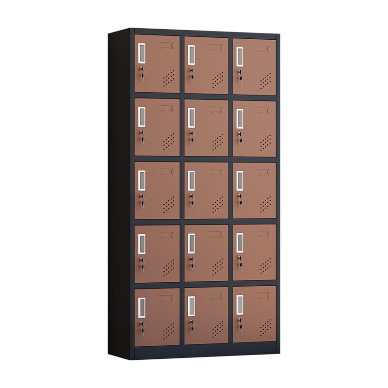 臻远 ZY5062015 铁皮更衣柜 15门 90*36*180cm （单位：台） 黑框咖门