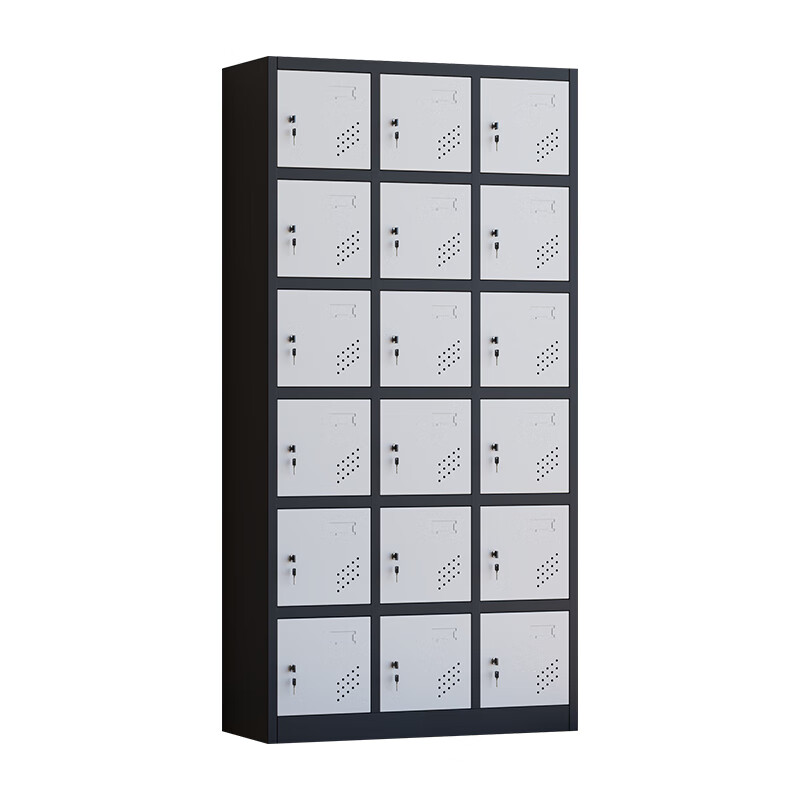 臻远 ZY5062017 铁皮更衣柜 18门 90*36*180cm （单位：台） 黑框白门