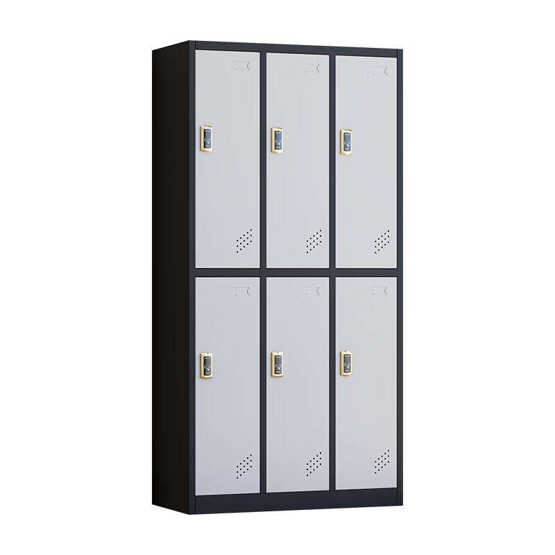 臻远 ZY5062026 铁皮更衣柜感应锁 六门 90*42*180cm （单位：台） 黑框白门
