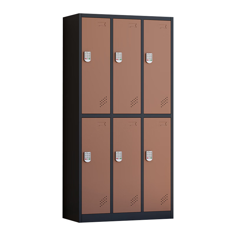 臻远 ZY5062037 铁皮更衣柜密码锁 六门 90*42*180cm （单位：台） 黑框咖门