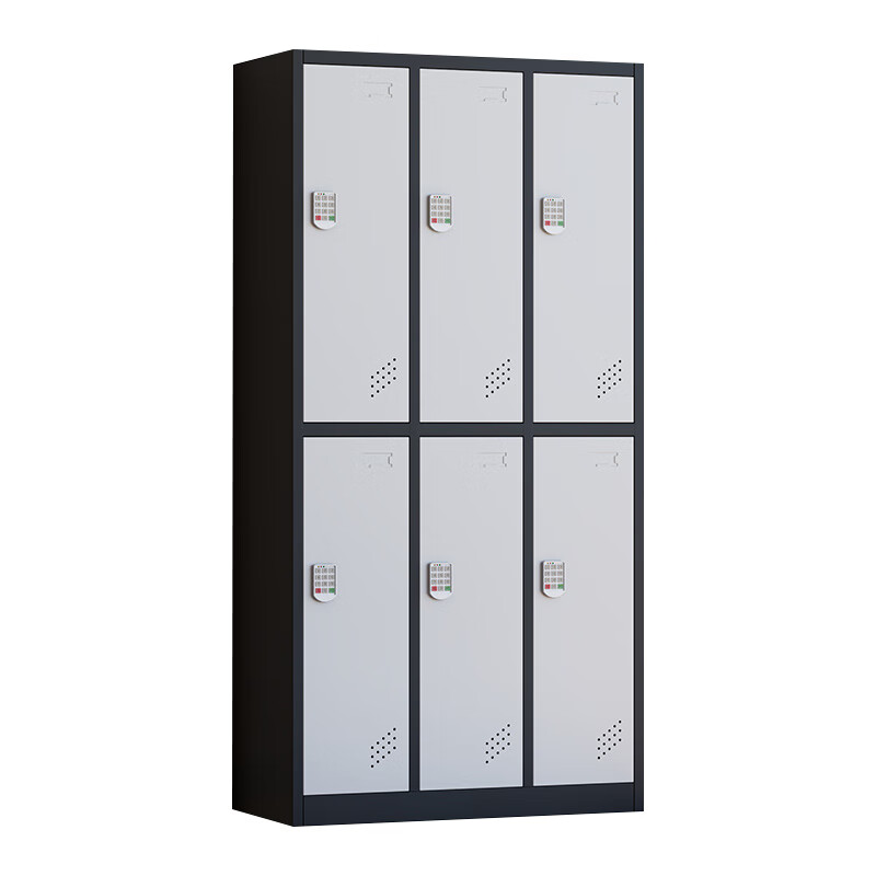 臻远 ZY5062038 铁皮更衣柜密码锁 六门 90*42*180cm （单位：台） 黑框白门