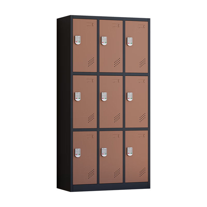 臻远 ZY5062040 铁皮更衣柜密码锁 九门 90*42*180cm （单位：台） 黑框咖门