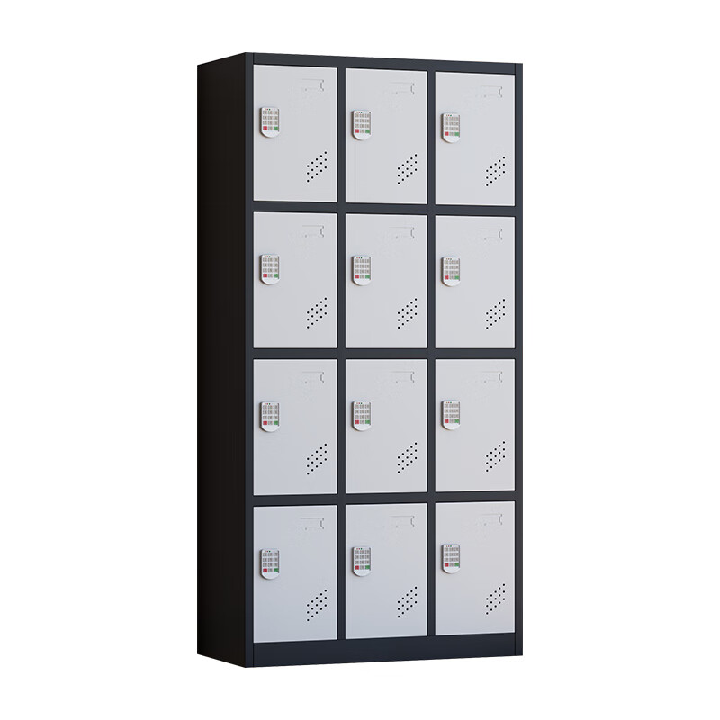 臻远 ZY5062043 铁皮更衣柜密码锁 12门 90*42*180cm （单位：台） 黑框白门