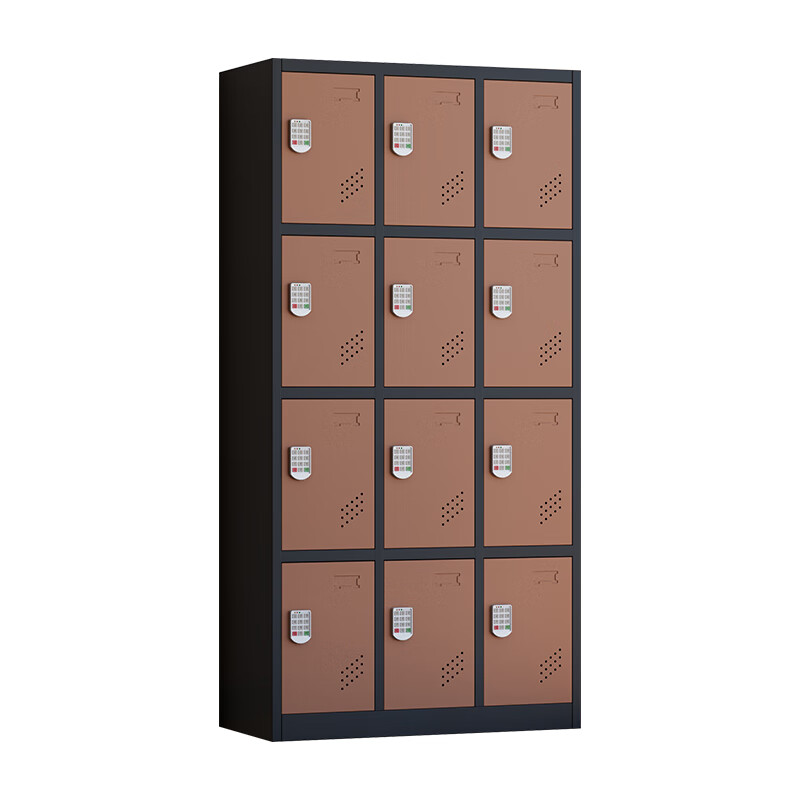 臻远 ZY5062044 铁皮更衣柜密码锁 12门 90*42*180cm （单位：台） 黑框咖门