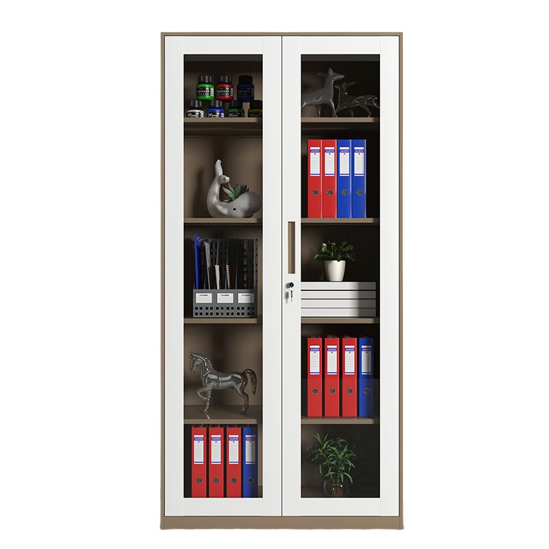 臻远 ZY5062047 钢制窄边通玻文件柜 90*40*185cm （单位：台） 咖白套色