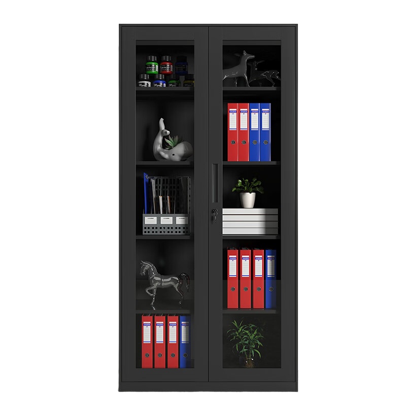 臻远 ZY5062065 钢制窄边通玻文件柜 90*40*185cm （单位：台） 黑色