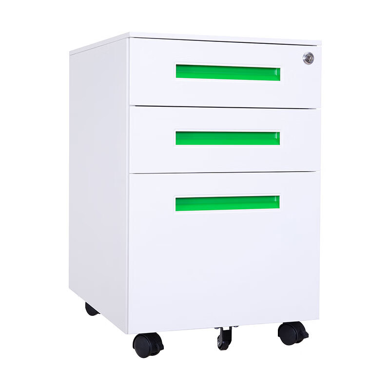 臻远 ZY5062213 钢制三抽矮柜一字扣手款 39*50*60cm （单位：台） 白色绿色扣手