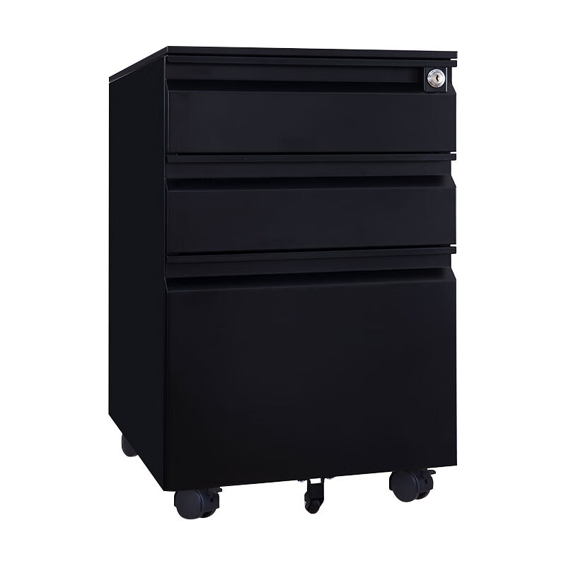 臻远 ZY5062215 钢制三抽矮柜 鹅颈款 39*50*60cm （单位：台） 黑色