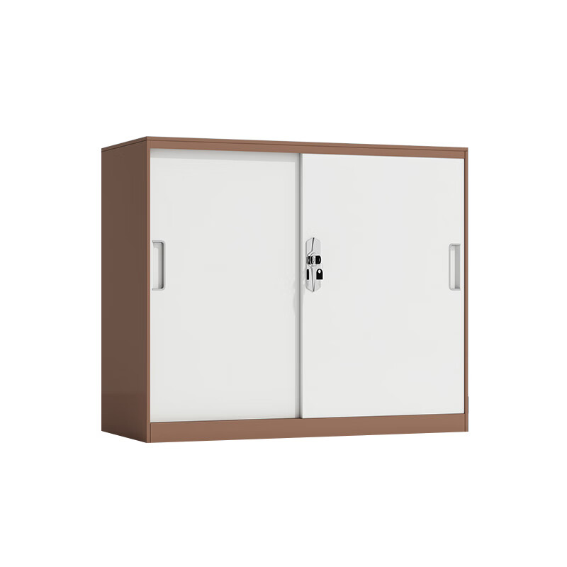 臻远 ZY5062250 钢制铁门移门文件柜 90*40*76cm （单位：台） 咖白