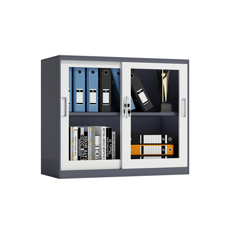 臻远 ZY5062255 钢制玻璃移门文件柜 90*40*76cm （单位：台） 灰白